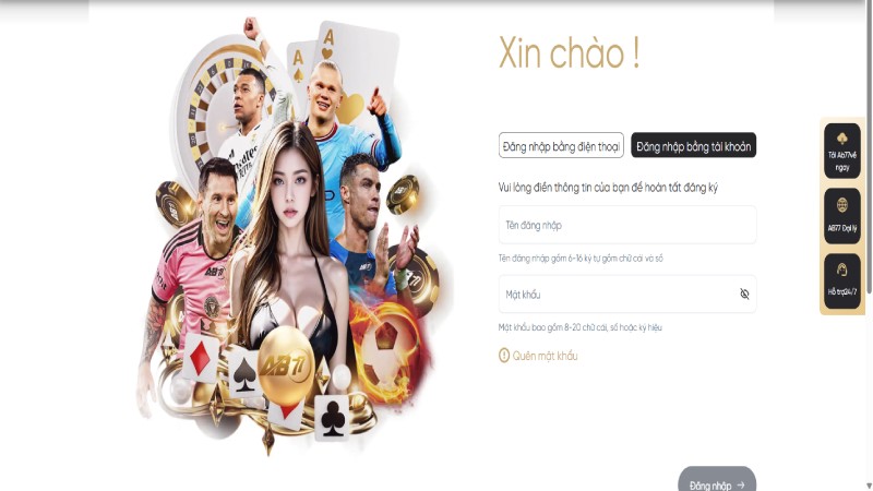 Đăng Nhập Chỉ với vài bước thực hiện bạn đã hoàn tất đăng nhập AB77